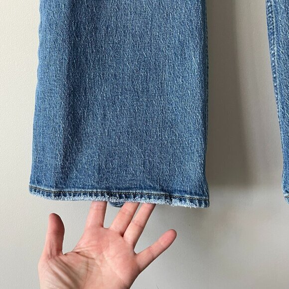 Levi's 70s High Rise Flare Leg Ripped Denim Dark Wash Casual Jeans Blue 25 - Picture 7 of 11